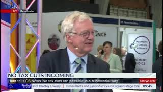 David Davis MP speaks to Andrew Pierce at Conservative Party Conference about tax and HS2